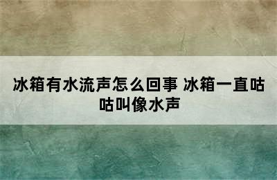 冰箱有水流声怎么回事 冰箱一直咕咕叫像水声